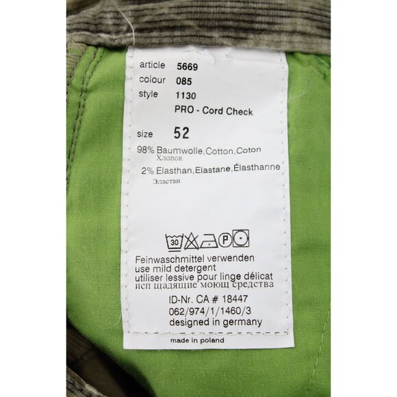 Alberto Golf Pants Mens Size 52 Brown Pro Cord Check Diamond Pattern Flat Front - Picture 11 of 11